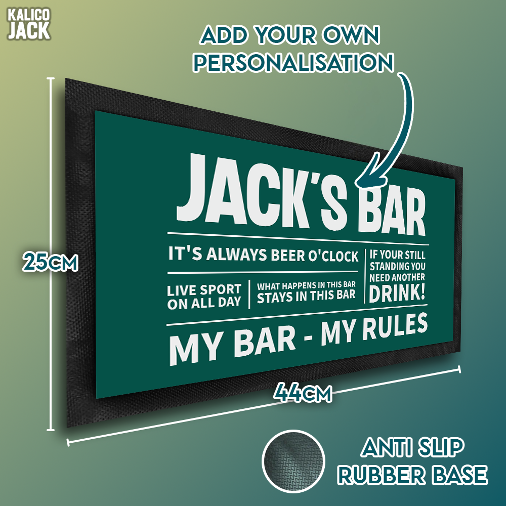 Personalised My Bar My Rules Bar Mat