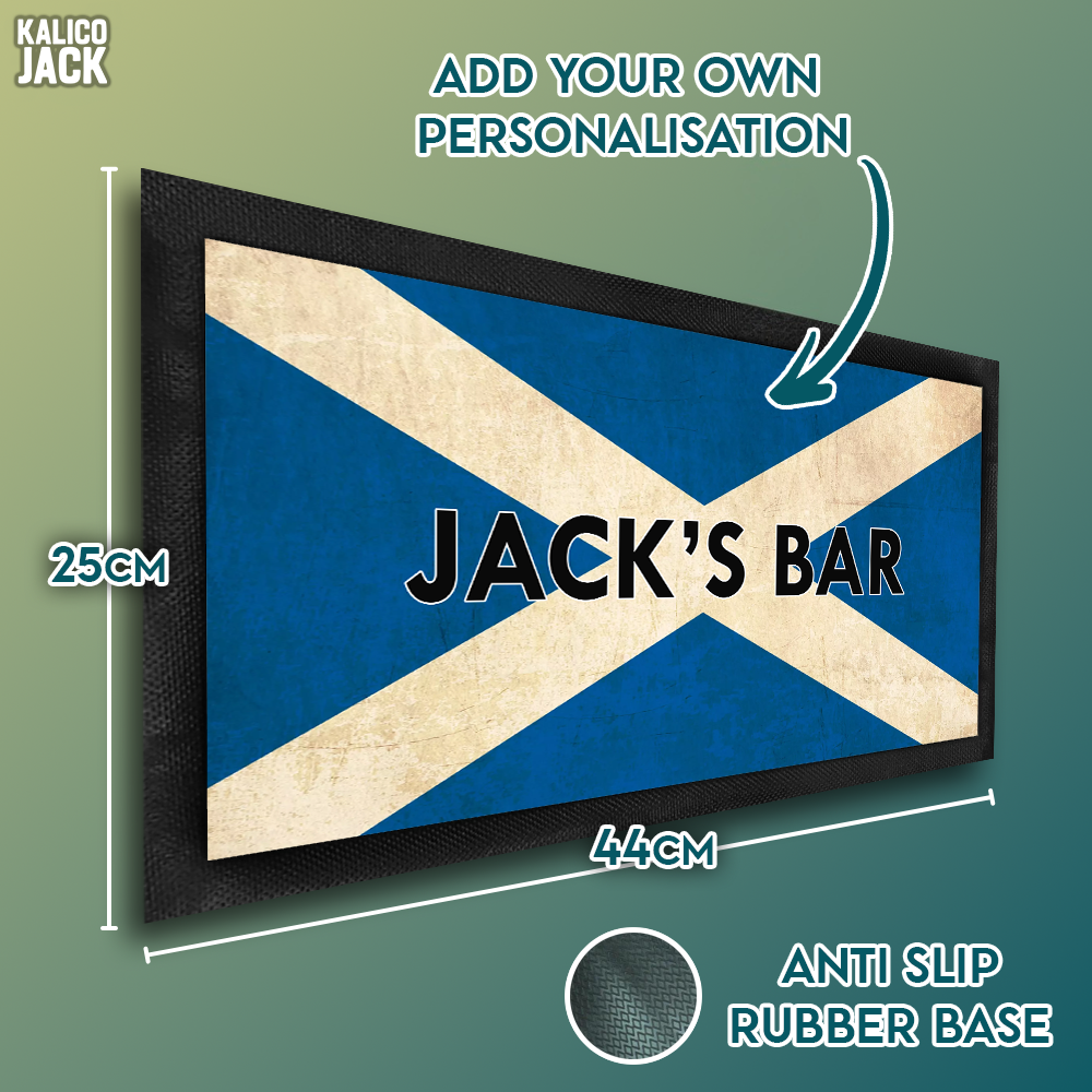 Personalised Scottish Flag Bar Mat