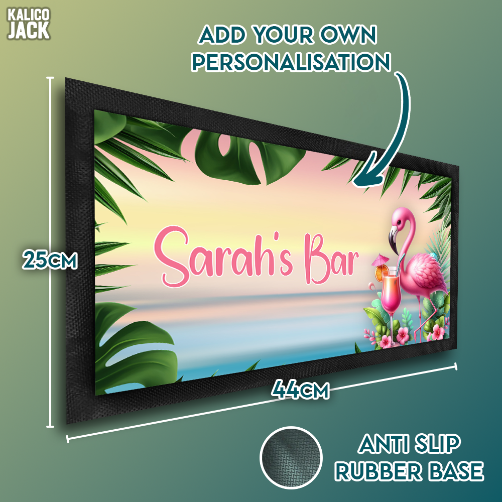 Personalised Flamingo Bar Mat