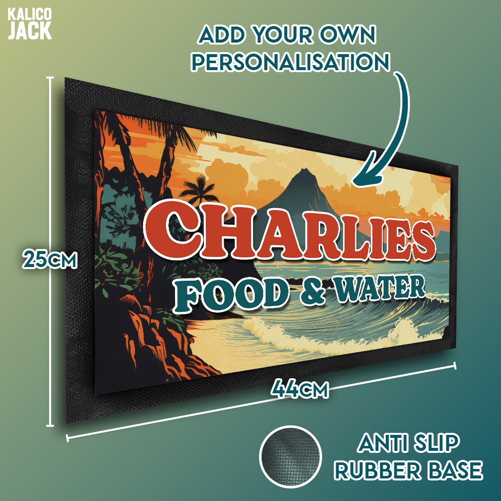 Personalised Vintage Hawaii Pet Feeding Mat