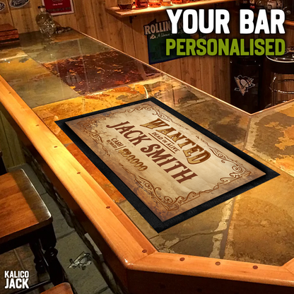 Personalised Wanted Bar Mat