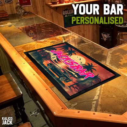 Personalised Retro Sunset Bar Mat