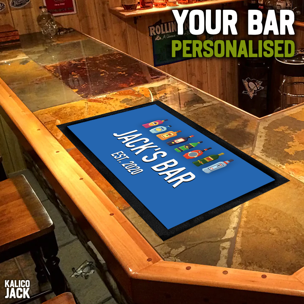 Personalised Spirit Bottle Bar Mat