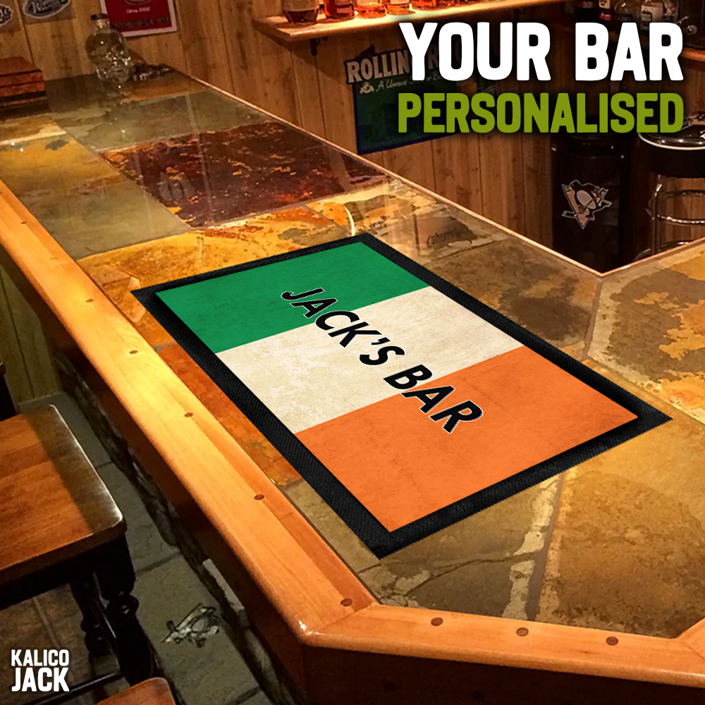 Personalised Irish Flag Bar Mat