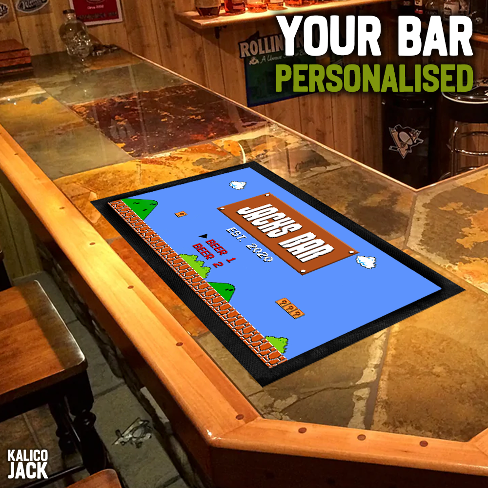 Personalised Retro Game Bar Mat