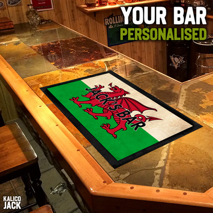 Personalised Welsh Flag Bar Mat