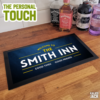 Personalised Good Times Good Friends Bar Mat