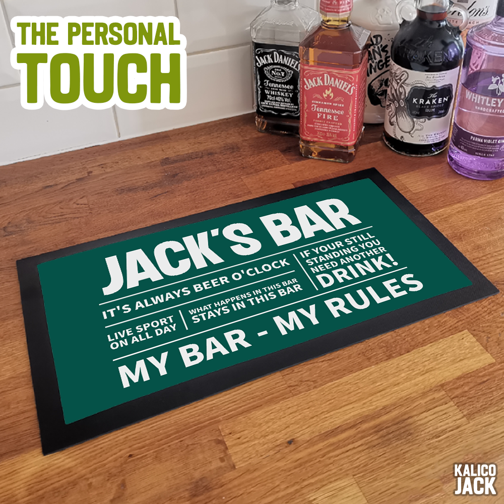 Personalised My Bar My Rules Bar Mat