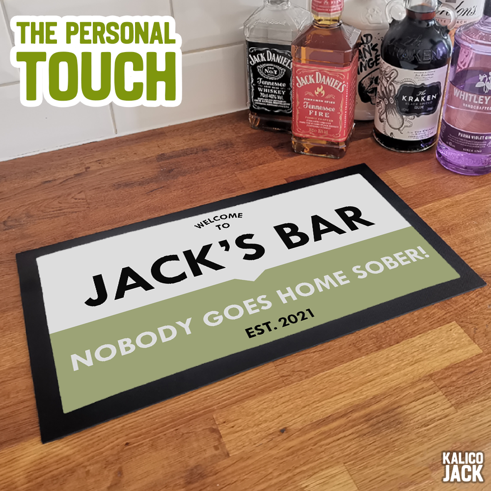 Personalised Nobody Sober Bar Mat
