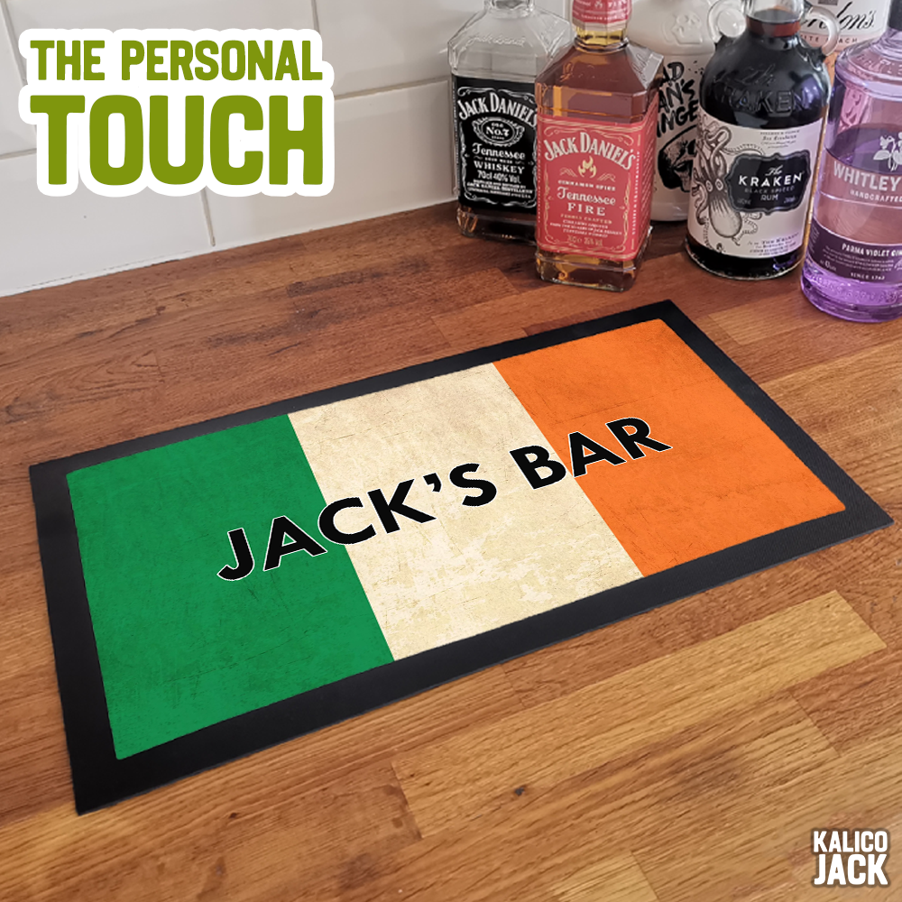 Personalised Irish Flag Bar Mat