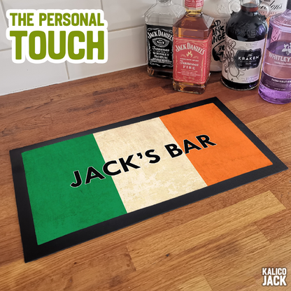 Personalised Irish Flag Bar Mat