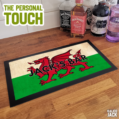 Personalised Welsh Flag Bar Mat