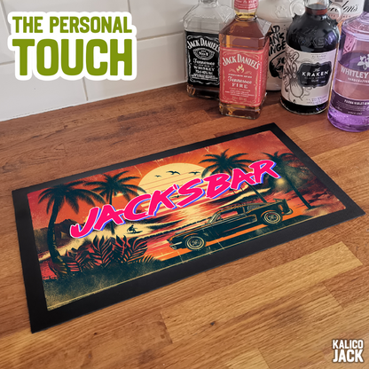Personalised Retro Sunset Bar Mat