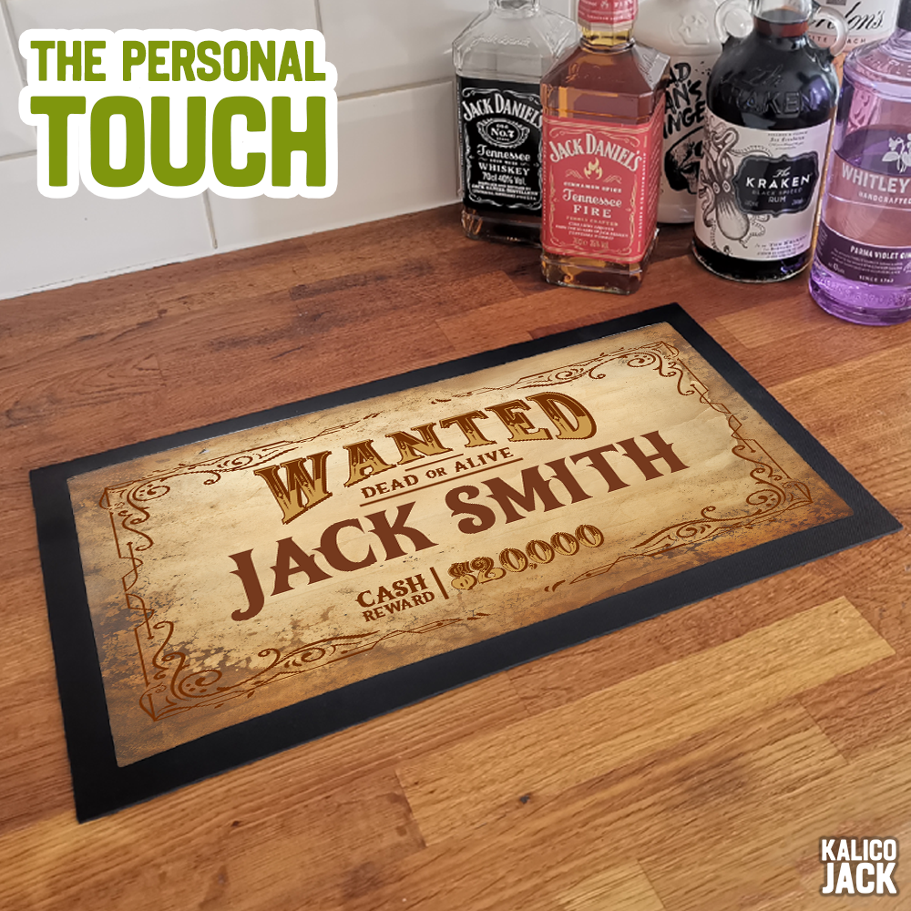 Personalised Wanted Bar Mat
