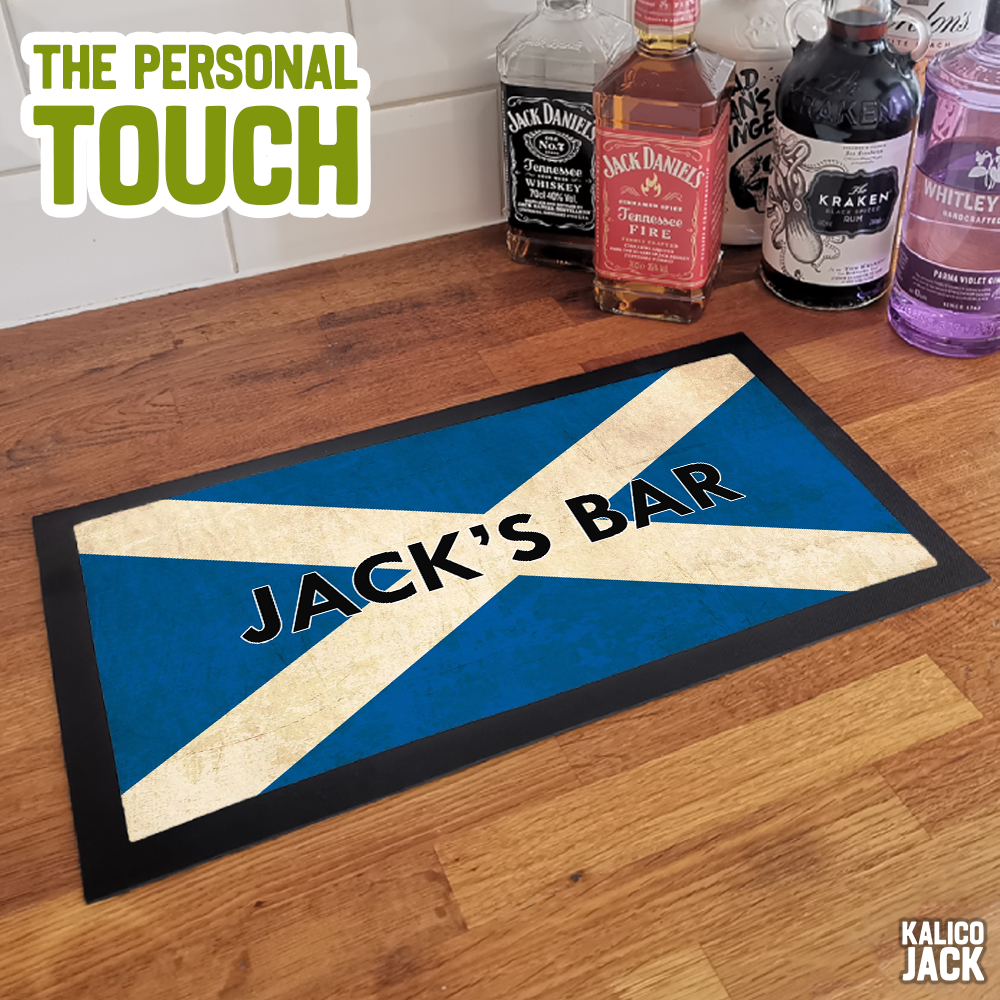 Personalised Scottish Flag Bar Mat