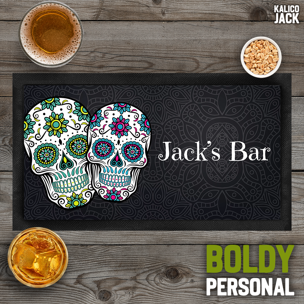 Personalised Sugar Skull Bar Mat