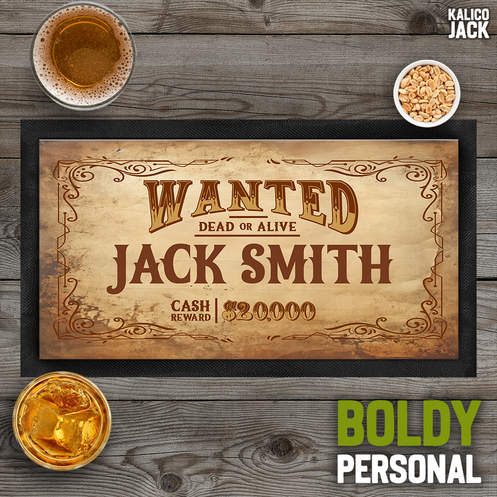 Personalised Wanted Bar Mat
