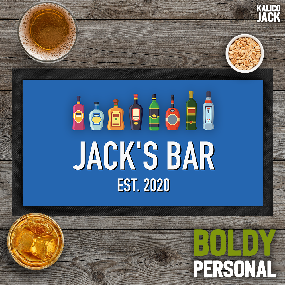 Personalised Spirit Bottle Bar Mat