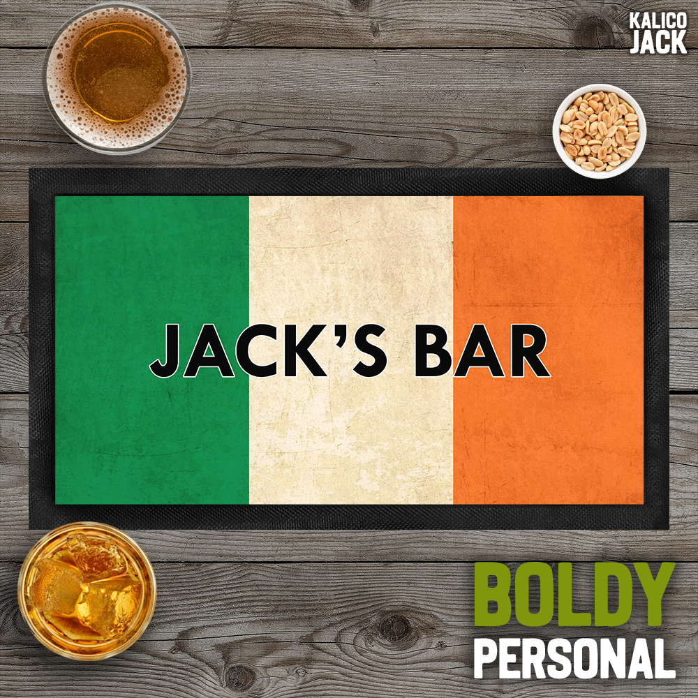 Personalised Irish Flag Bar Mat