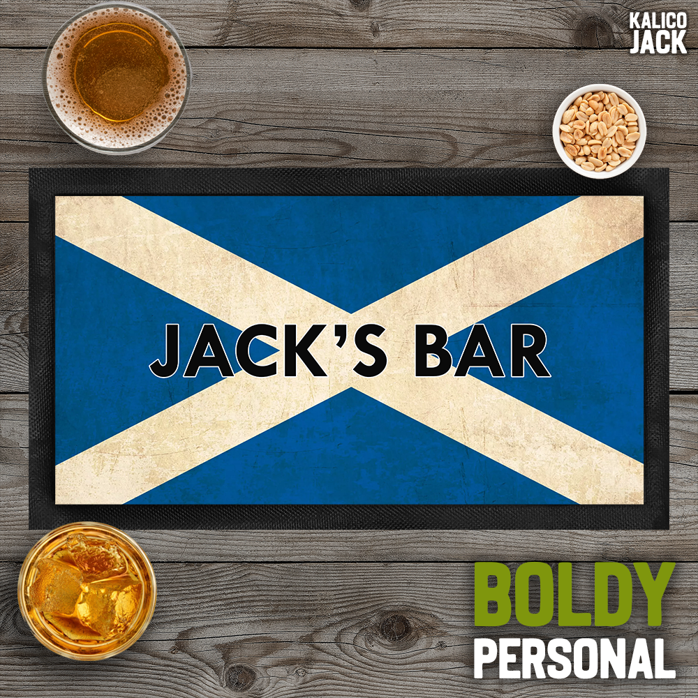 Personalised Scottish Flag Bar Mat