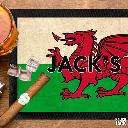 Personalised Welsh Flag Bar Mat