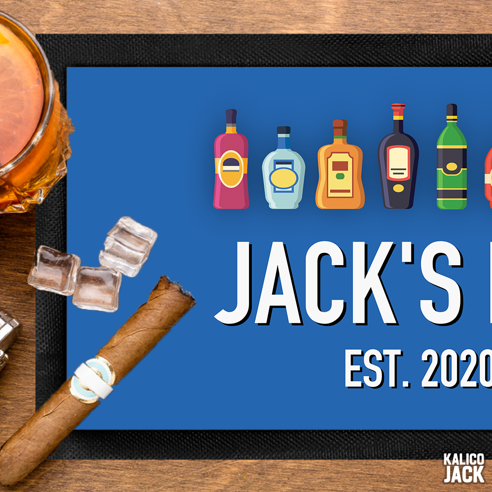Personalised Spirit Bottle Bar Mat