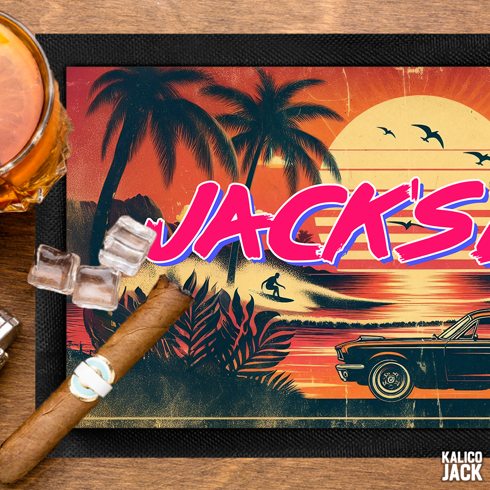 Personalised Retro Sunset Bar Mat