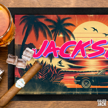 Personalised Retro Sunset Bar Mat