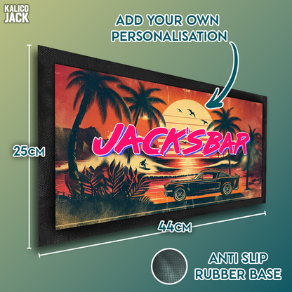 Personalised Retro Sunset Bar Mat