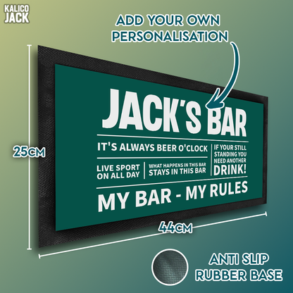 Personalised My Bar My Rules Bar Mat