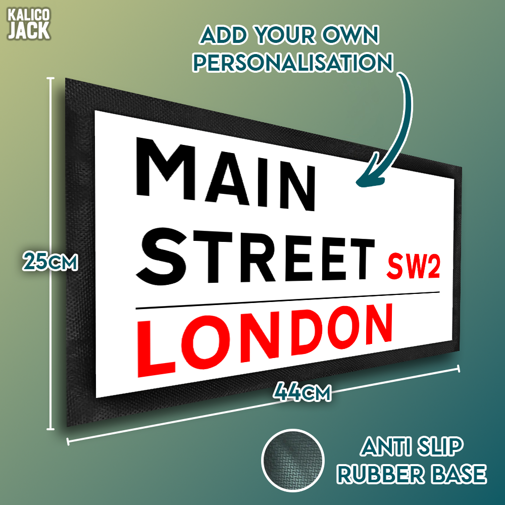 Personalised Street Sign Bar Mat