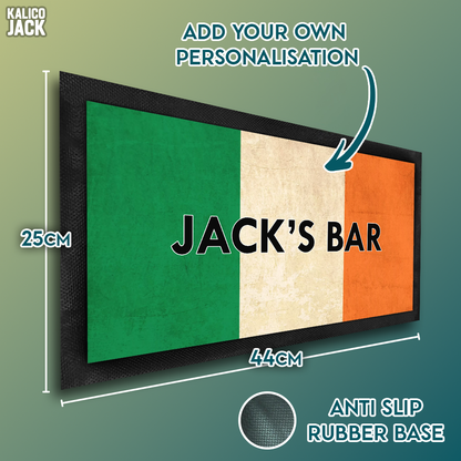 Personalised Irish Flag Bar Mat