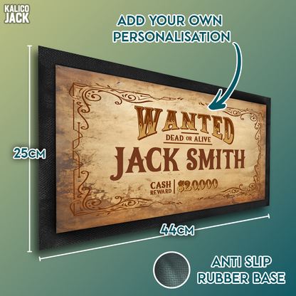 Personalised Wanted Bar Mat