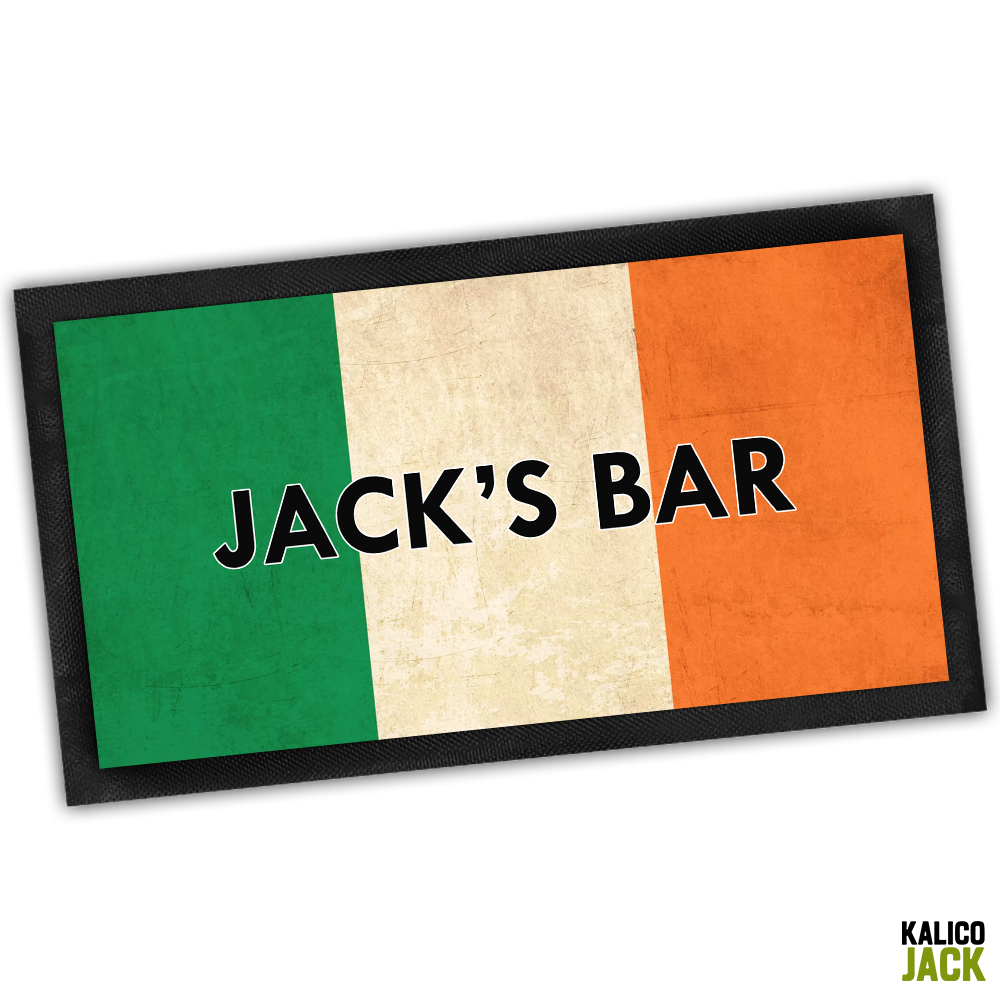 Personalised Irish Flag Bar Mat