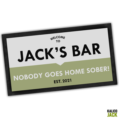 Personalised Nobody Sober Bar Mat