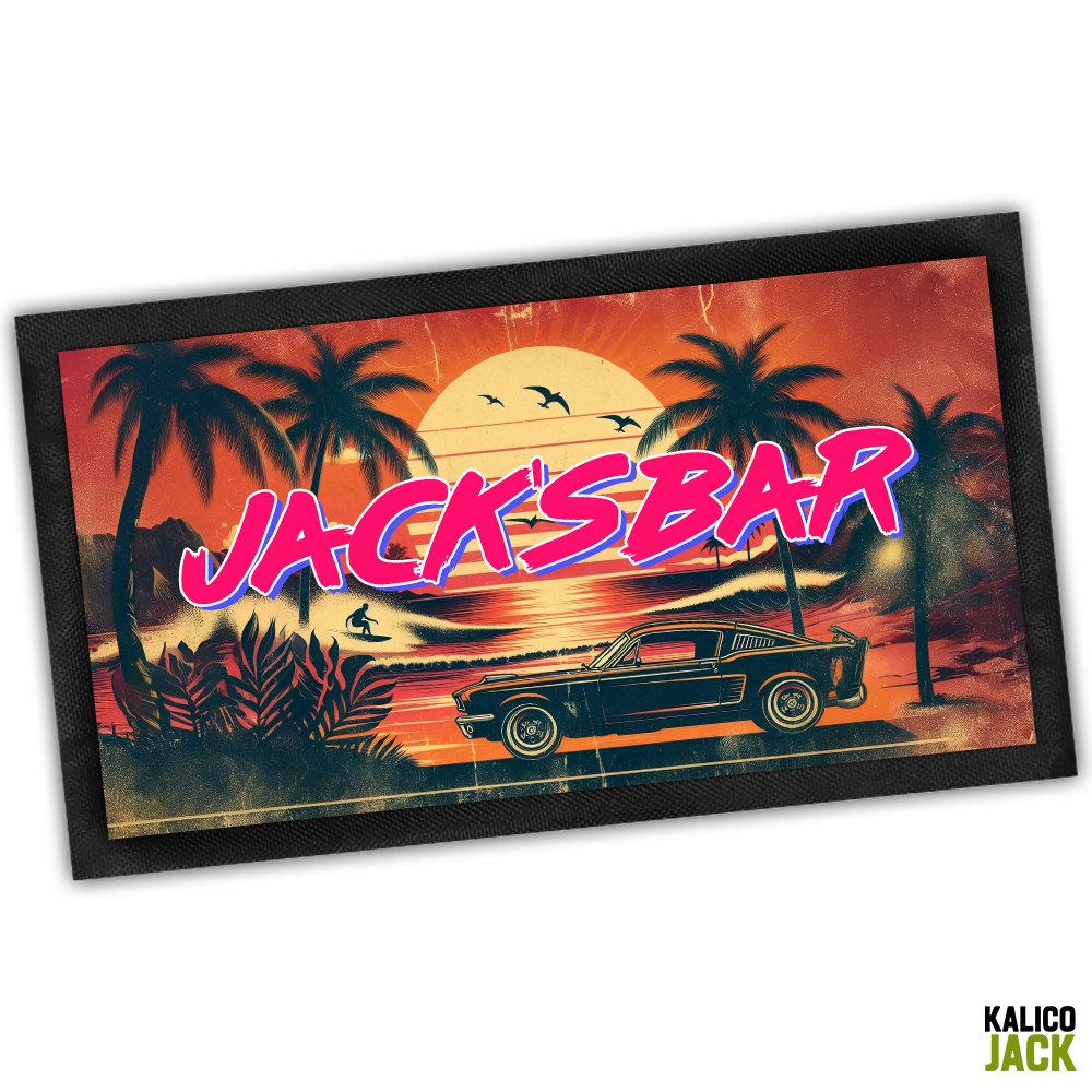 Personalised Retro Sunset Bar Mat