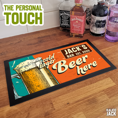 Personalised Beer Here Bar Mat