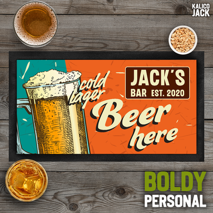 Personalised Beer Here Bar Mat