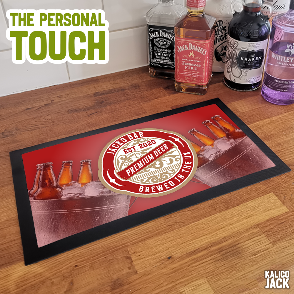 Personalised Beer Label Bar Mat