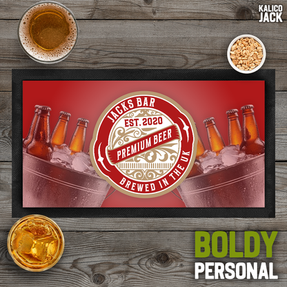 Personalised Beer Label Bar Mat