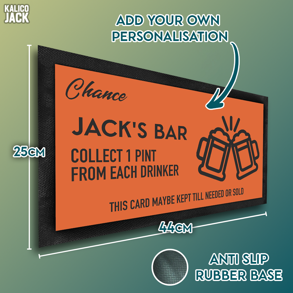 Personalised Chance Card Bar Mat