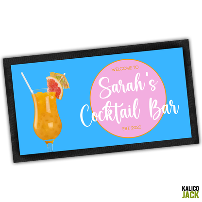 Personalised Cocktail Blue Bar Mat