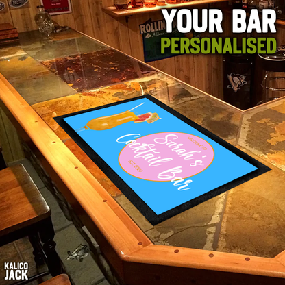 Personalised Cocktail Blue Bar Mat