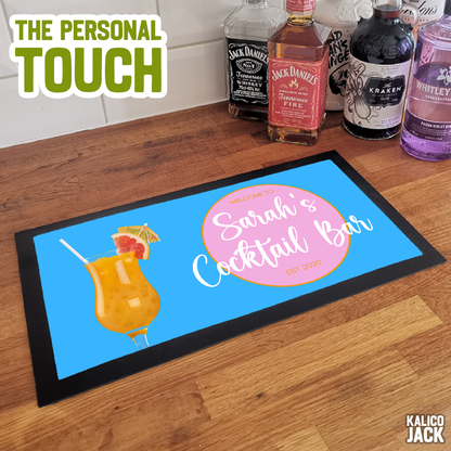 Personalised Cocktail Blue Bar Mat