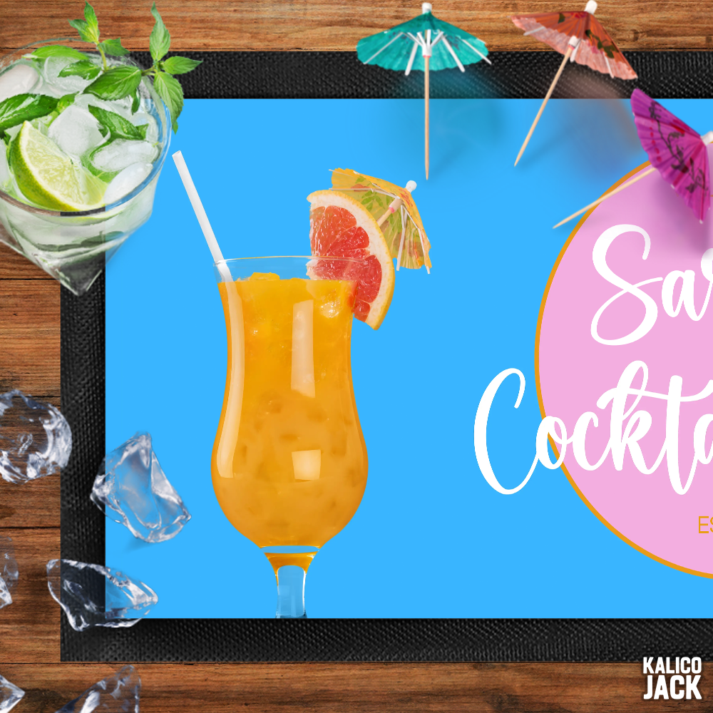 Personalised Cocktail Blue Bar Mat