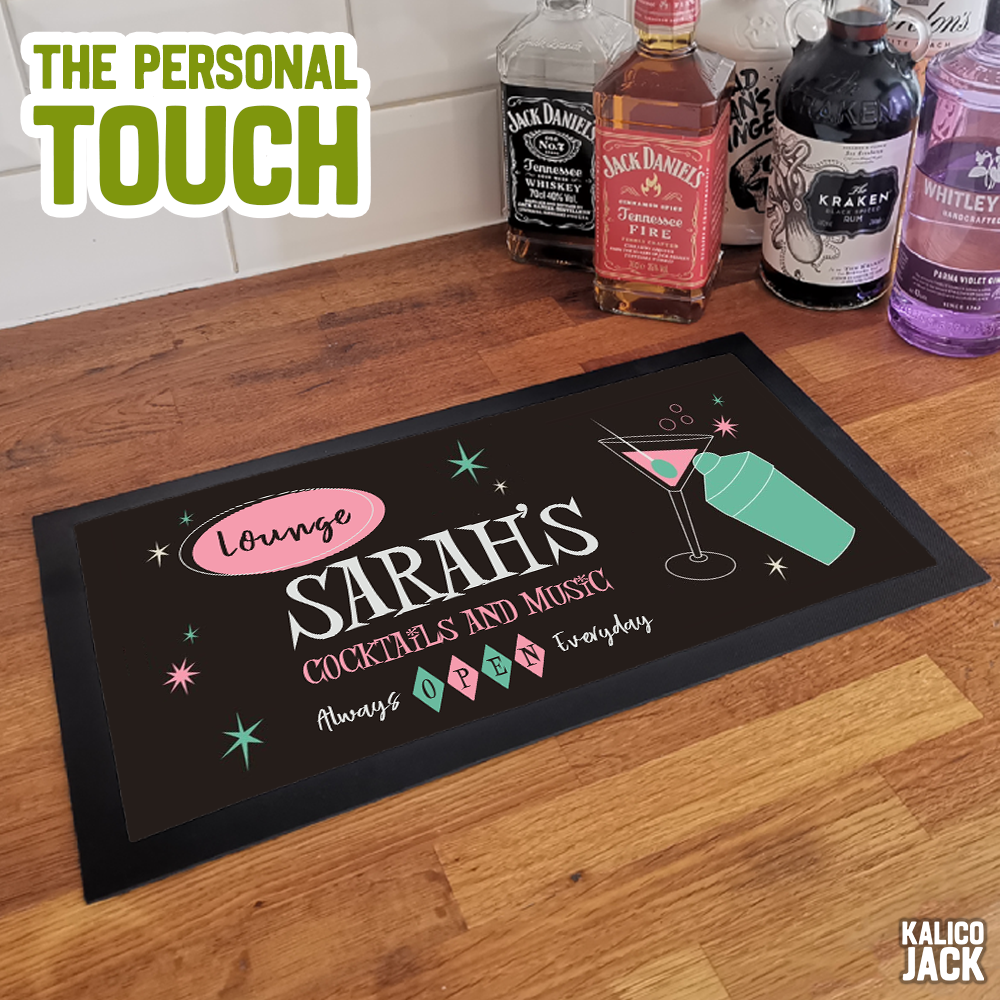 Personalised Cocktail Lounge Bar Mat