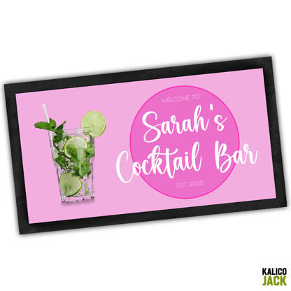 Personalised Cocktail Pink Bar Mat