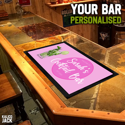 Personalised Cocktail Pink Bar Mat