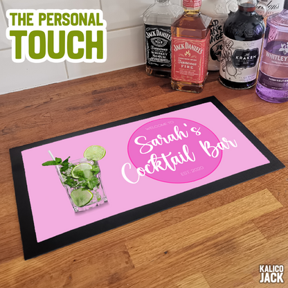 Personalised Cocktail Pink Bar Mat