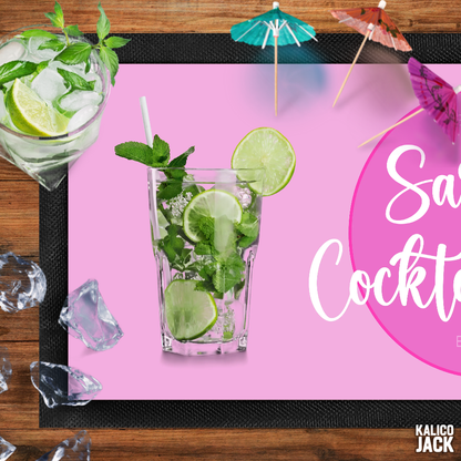 Personalised Cocktail Pink Bar Mat